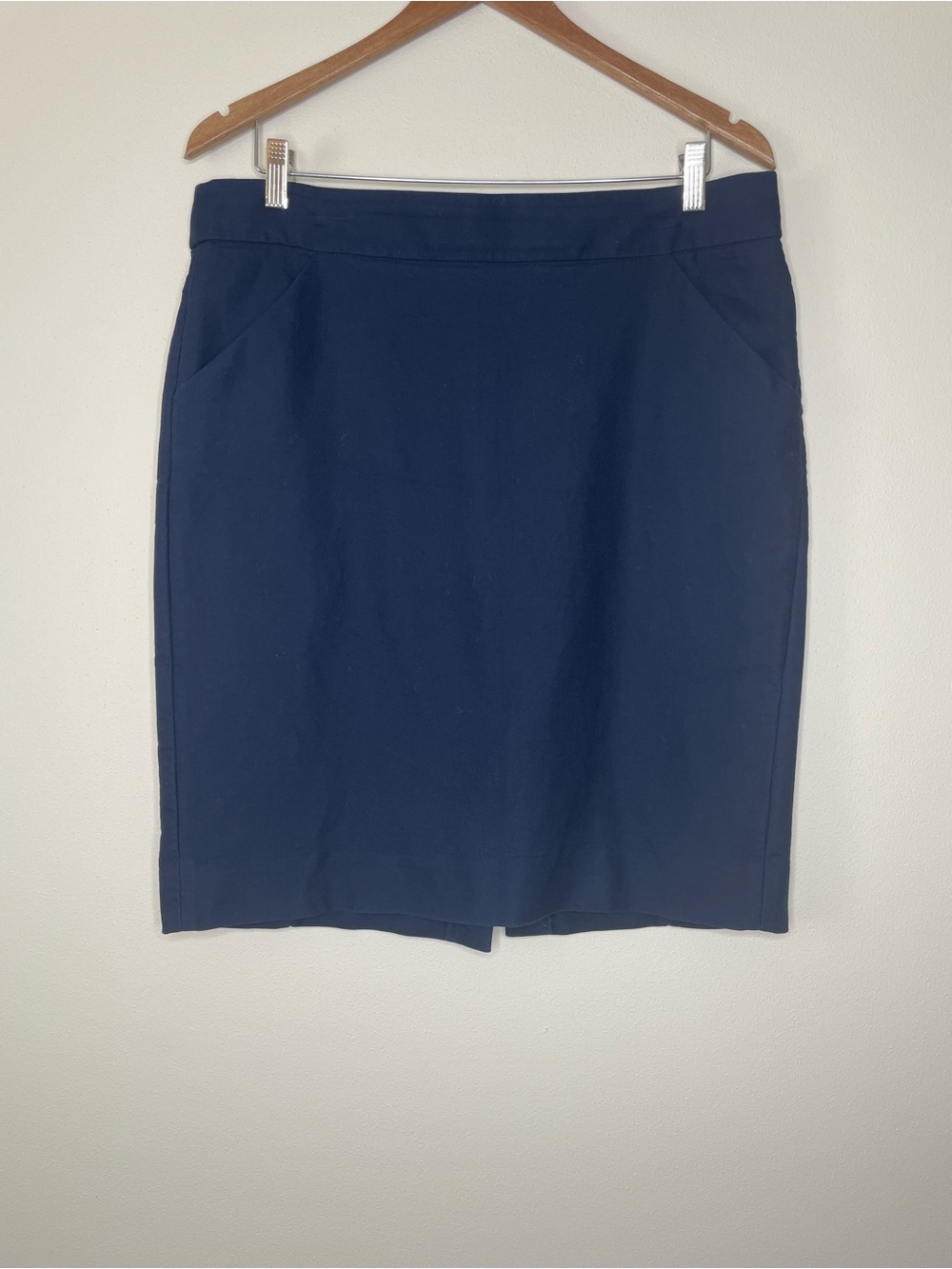 J. Crew Navy Pencil Skirt - Sleek Tailored Silhouette 100% Cotton